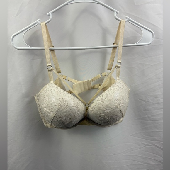 Victoria’s Secret Very Sexy Push Up 38C Bra Cream Ivory Beige Strappy Front - Picture 1 of 9